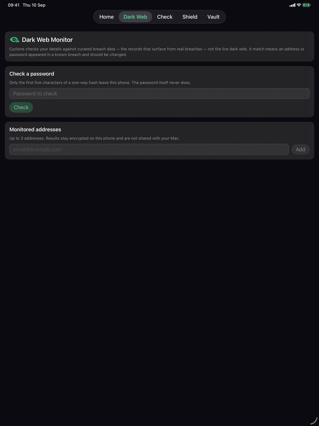 Cyclone for iPad — Dark Web Monitor